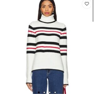 Lovers + Friends White and Black Cowl Turtleneck Sweater